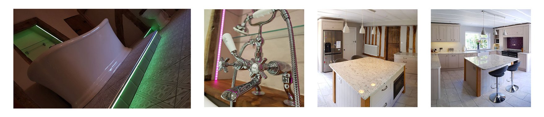 bathrooms and kitchens